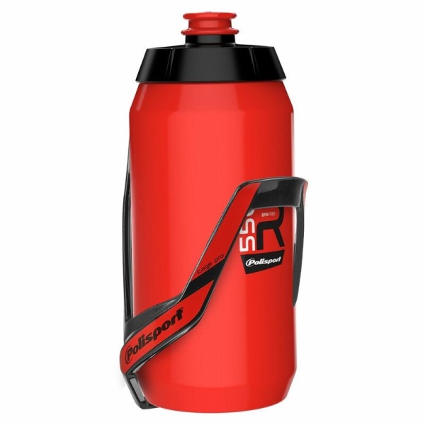 Kit porte bidon Pro + bidon R550 POLISPORT rouge - 550ml