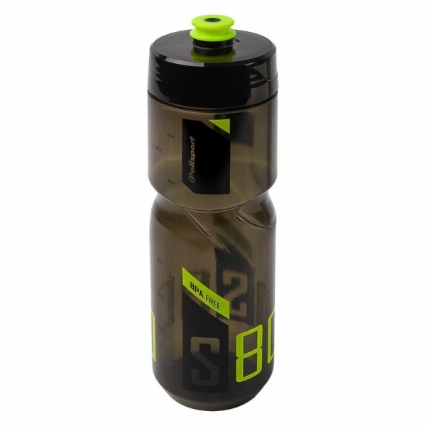 Bidon POLISPORT S800 clair noir/Lime vert bouchon à visser 700ml