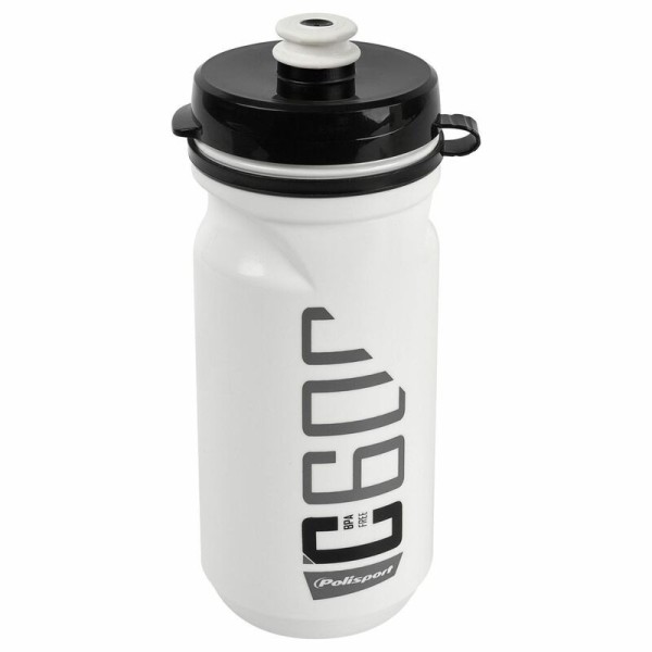 Bidon POLISPORT C600 blanc/noir bouchon à clipser 600ml