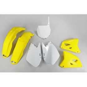 Kit plastique UFO couleur origine jaune/blanc Suzuki RM125/250