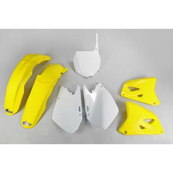 Kit plastique UFO couleur origine jaune/blanc Suzuki RM125/250