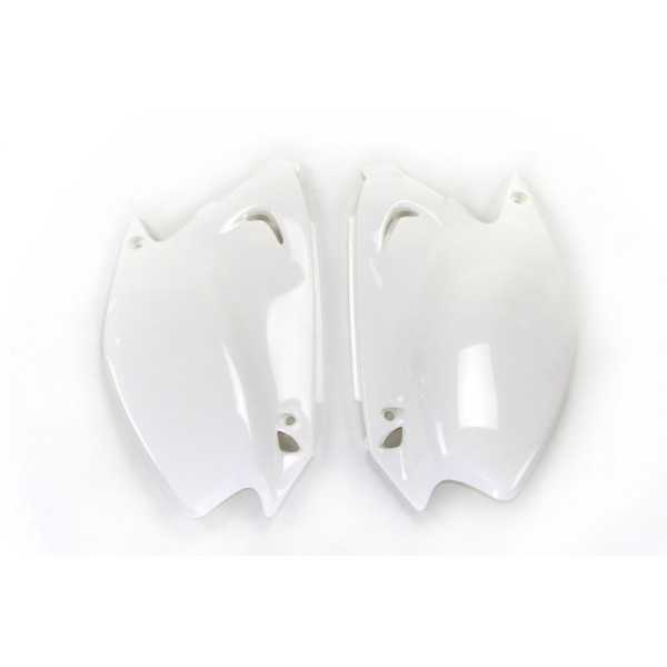 Plaques latérales UFO blanc Kawasaki KX125/250