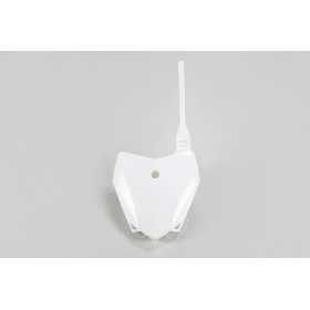 Plaque numéro frontale UFO blanc Kawasaki KLX110