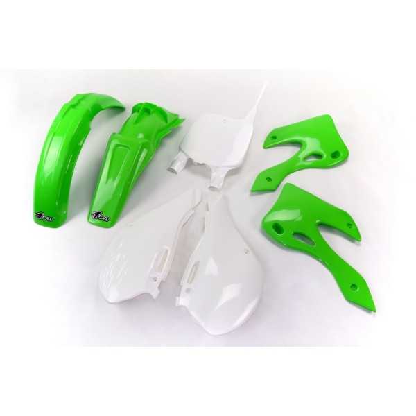 Kit plastique UFO couleur origine vert/blanc Kawasaki KX125/250