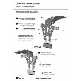 Support de plaque V PARTS noir Kawasaki ZX10R