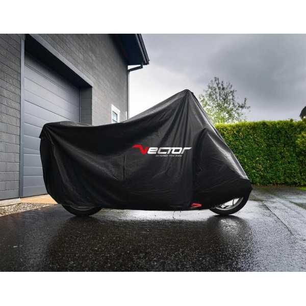 Housse de protection extérieure VECTOR Heavy Duty pour moto/scooter avec top case et bulle haute - noir - XL
