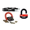 Kit antivol VECTOR - chaîne 1,30m + cadenas/bloque-disque MiniMax+ + Fixation Compac Blok