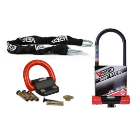 Kit antivol VECTOR - chaîne 1,30m + antivol U Super MAX MC XXXL + Fixation Compac Blok