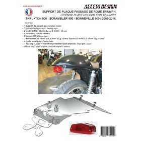 Support de plaque ACCESS DESIGN passage de roue noir Triumph Bonneville 900