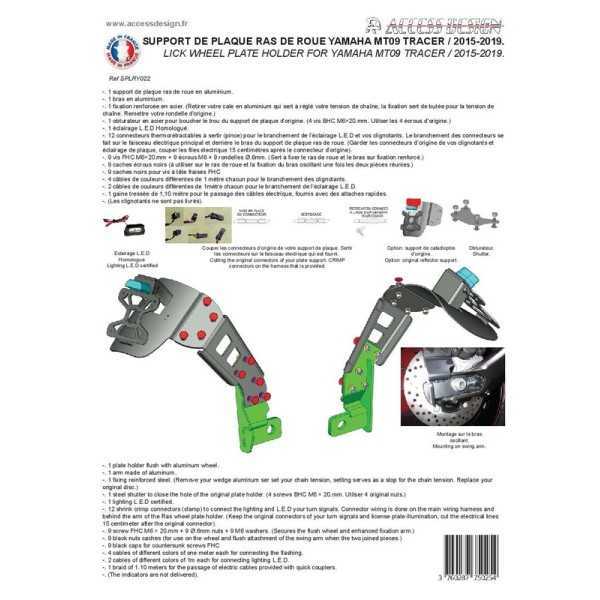 Support de plaque ACCESS DESIGN ''ras de roue'' noir Yamaha MT-09