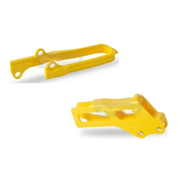Kit guide chaîne + patin de bras oscillant POLISPORT jaune Suzuki