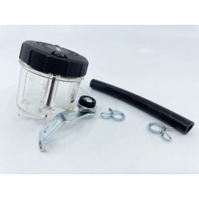 KIT RESERVOIR DE FLUIDE 45ML TRANSPARENT ET DURITE ET FIXATION INOX ET CLAMP 