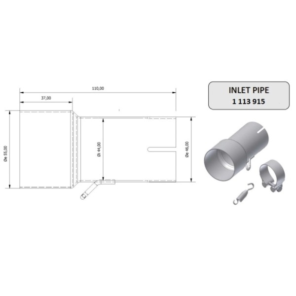 Tube de raccordement MIVV 55 -- 44 mm