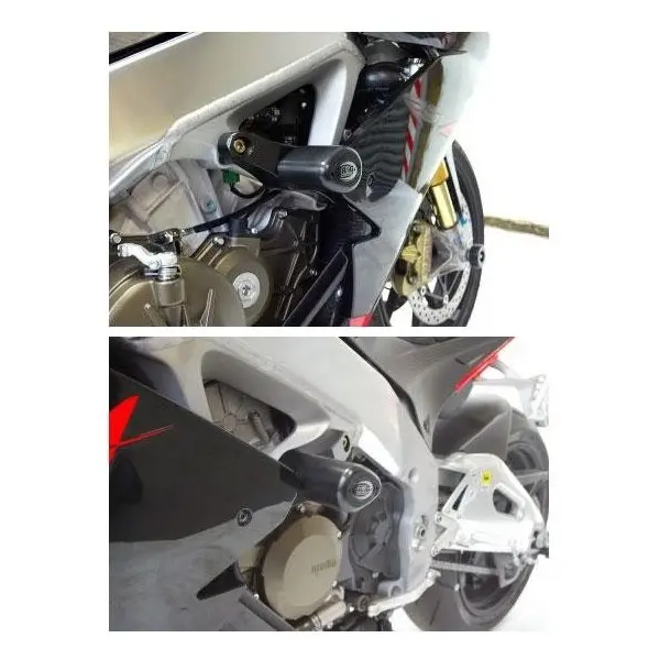 Tampons de protection R&G RACING Aero noir Aprilia RSV4 R/RR/RF/Factory