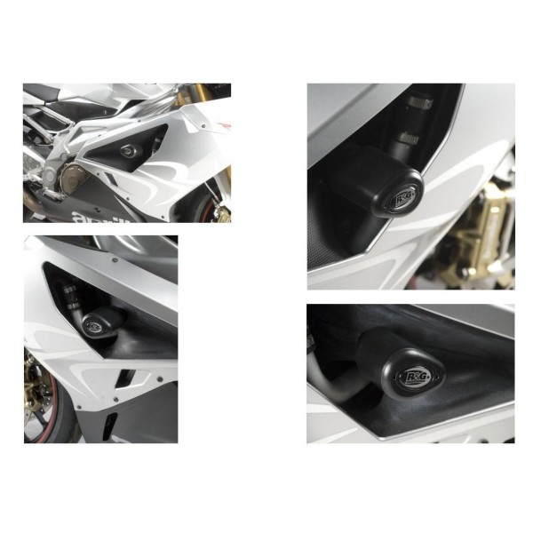 Tampons de protection R&G RACING Aero noir Aprilia RSV1000R/RSV4 Factory