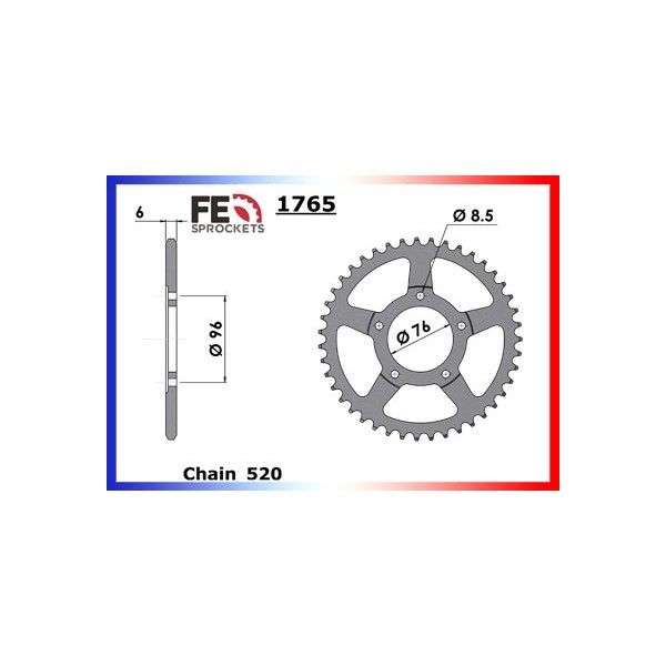 125.PLANET '98/02 14X43 RKGB520KXZ  Roues 5 Bâtons 