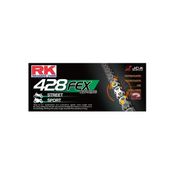 CHAINE RK 428FEX  68 MAILLONS avec Rivet Creux. 