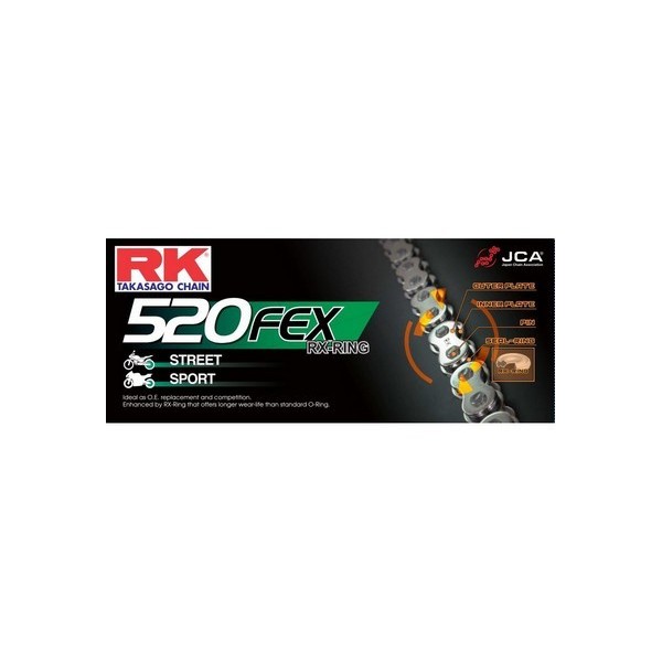 CHAINE RK 520FEX  50 MAILLONS avec Attache Rivet Creux. 