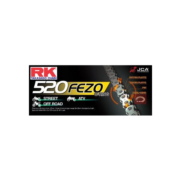 CHAINE RK 520FEZO 100 MAILLONS avec Rivet Creux. 