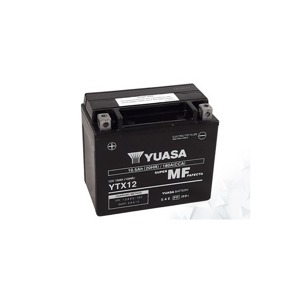 Batterie AGM Activated Pré-remplie YUASA YTX12 (12BS) 