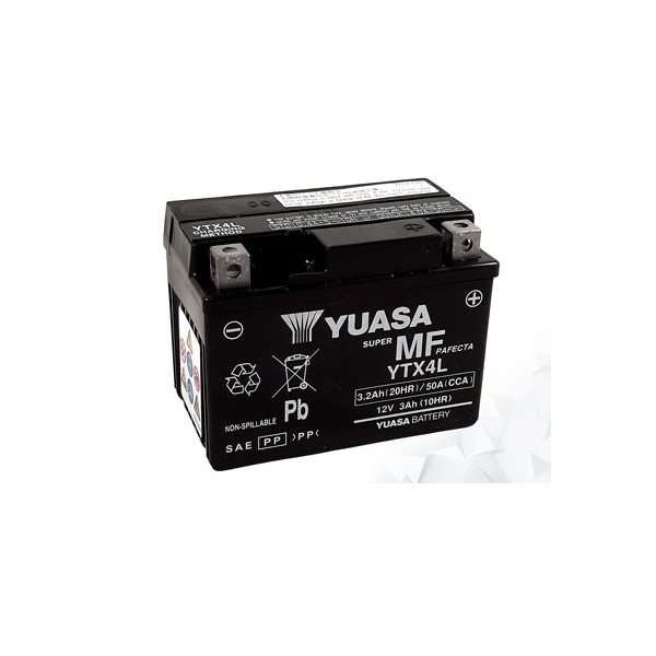 Batterie AGM Activated Pré-remplie YUASA YTX4L (4LBS) 