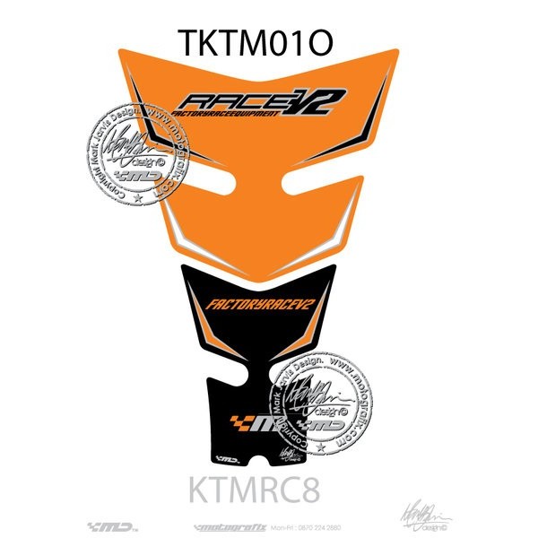 Protection de réservoir MOTOGRAFIX 2pcs orange/noir KTM RC8