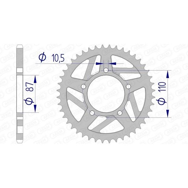 Couronne AFAM 45 dents type 15405 pas 520 alu SUZUKI GS 500 E