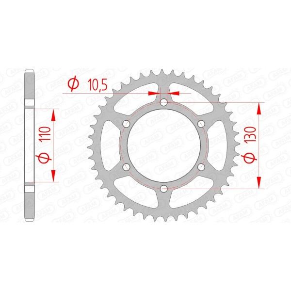 Couronne AFAM 42 dents type 16500 pas 520 acier KAWASAKI EL 250