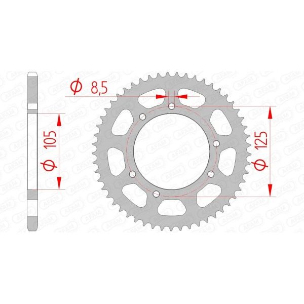 Couronne AFAM 50 dents type 47103 pas 420 acier APRILIA RX 50