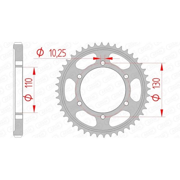 Couronne AFAM 43 dents type 12813 pas 530 acier SUZUKI GSX-R 1000