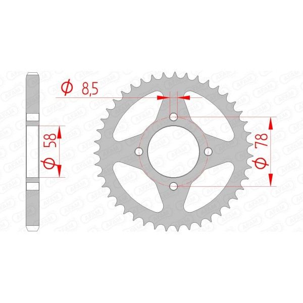 Couronne AFAM 43 dents type 14201 pas 428 acier HYOSUNG GA 125 Cruise