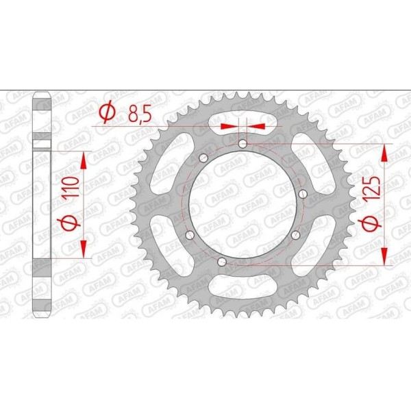 Couronne AFAM 44 dents type 59104 pas 428 acier SHERCO 50 Enduro