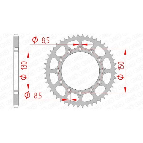 Couronne AFAM 48 dents type 12323 pas 520 acier HONDA XR 200 R