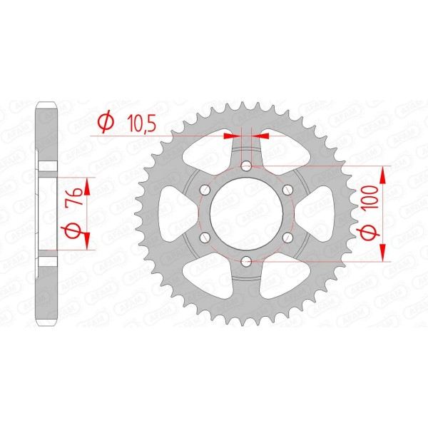 Couronne AFAM 44 dents type 14902 pas 530 acier SUZUKI GS 550 ES