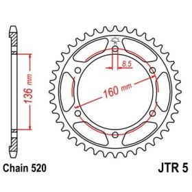 Couronne acier 47 dents JT Sprockets type 5 chaîne 520 650 PEGASO 1992-97 ET F650GS DAKAR