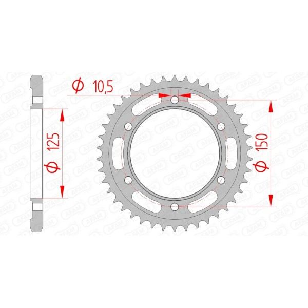 Couronne AFAM 42 dents type 71800 pas 525 acier KTM 950 Adventure S