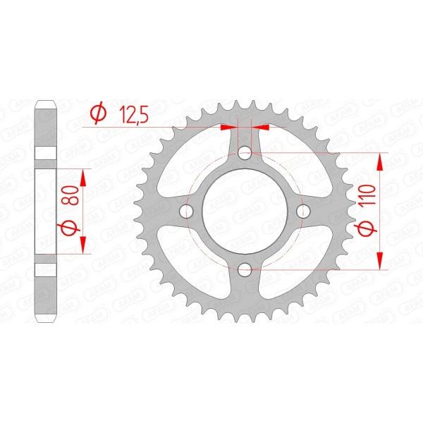 Couronne AFAM 39 dents type 10603 pas 530 acier HONDA CB 650