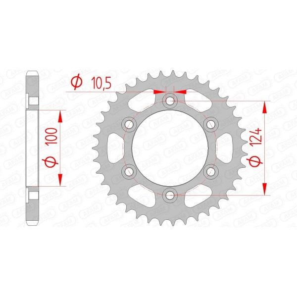 Couronne AFAM 42 dents type 50609 pas 525 acier DUCATI 916 S4 Monster