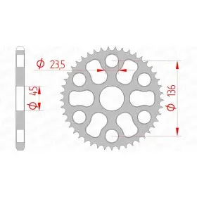 Couronne AFAM 45 dents type 12325 pas 428 acier YAMAHA XG 250 Tricker