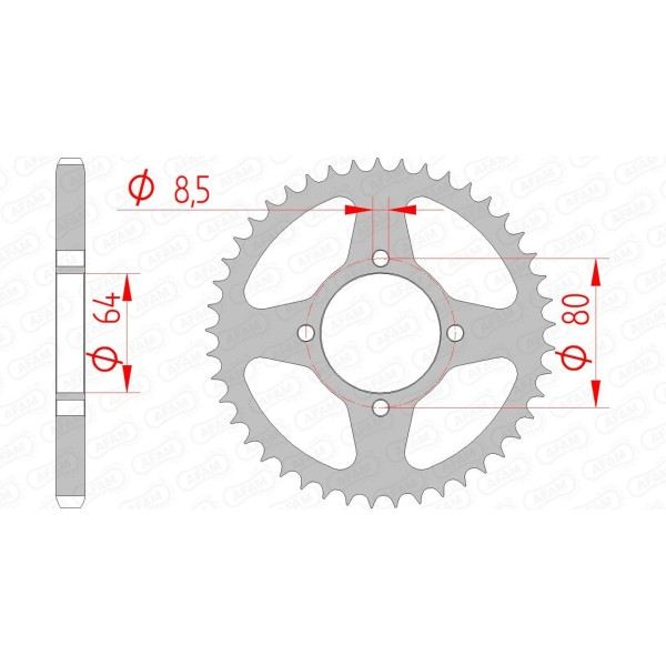 Couronne AFAM 36 dents type 12200 pas 428 acier SYM XS 125 K