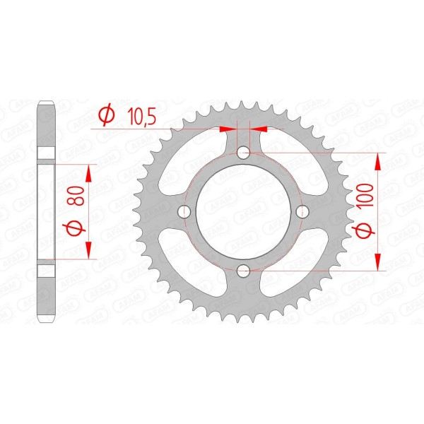 Couronne AFAM 45 dents type 14213 pas 428 acier SUZUKI GZ 125 Marauder