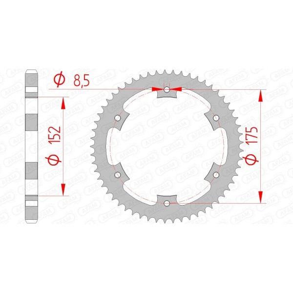 Couronne AFAM 57 dents type 12207 pas 428 acier YAMAHA DT 125 R