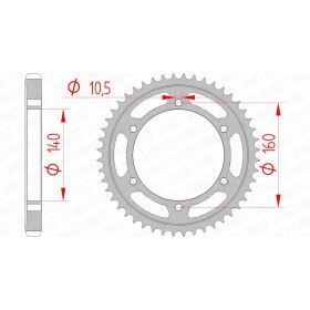 Couronne AFAM 45 dents type 16701 pas 530 acier KAWASAKI GPX 750 R ZX 750