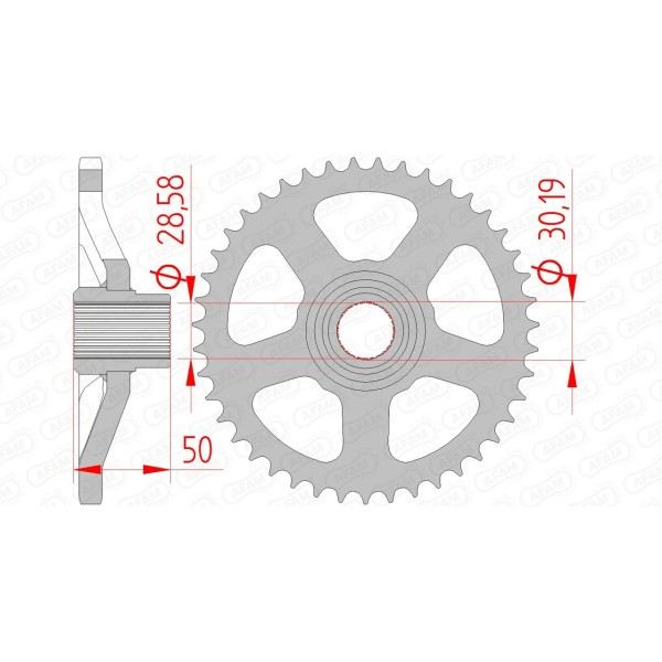 Couronne AFAM 44 dents type 35100 pas 415 acier APRILIA AF1 50 Europa