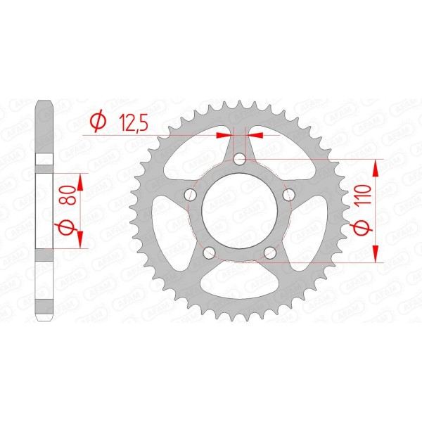 Couronne AFAM 45 dents type 10608 pas 525 acier HONDA CB 500