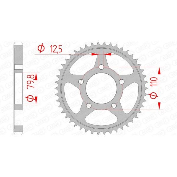 Couronne AFAM 46 dents type 86600 pas 530 acier TRIUMPH 750 Daytona