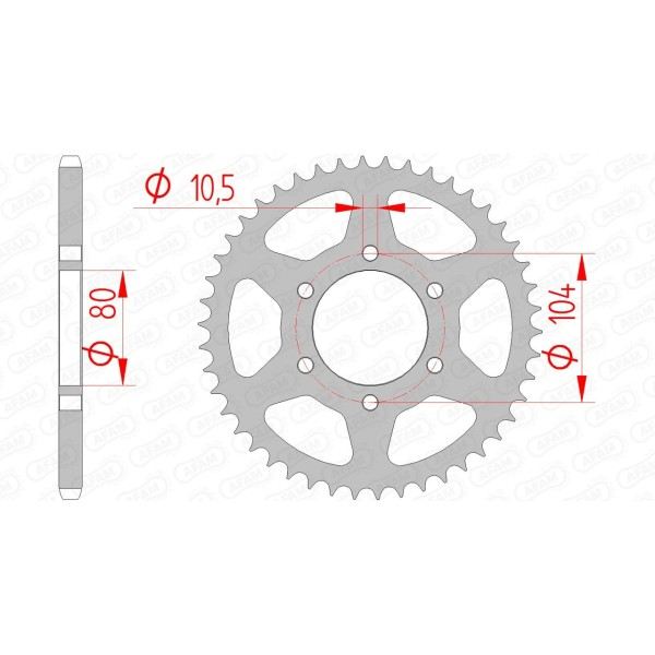 Couronne AFAM 45 dents type 16606 pas 520 acier KAWASAKI ZX 6 R