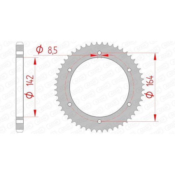 Couronne AFAM 52 dents type 65200 pas 428 acier HYOSUNG GT 125 Comet