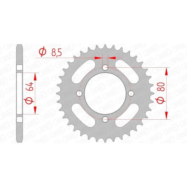 Couronne AFAM 37 dents type 12101 pas 420 acier YAMAHA FS1 50