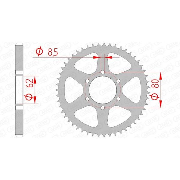 Couronne AFAM 51 dents type 12208 pas 428 acier YAMAHA TW 125